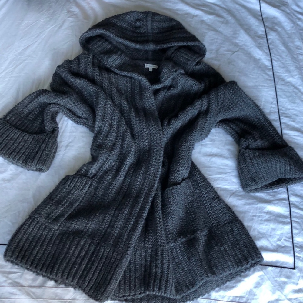 Alpaca/wool cozy cardigan with hood and pockets